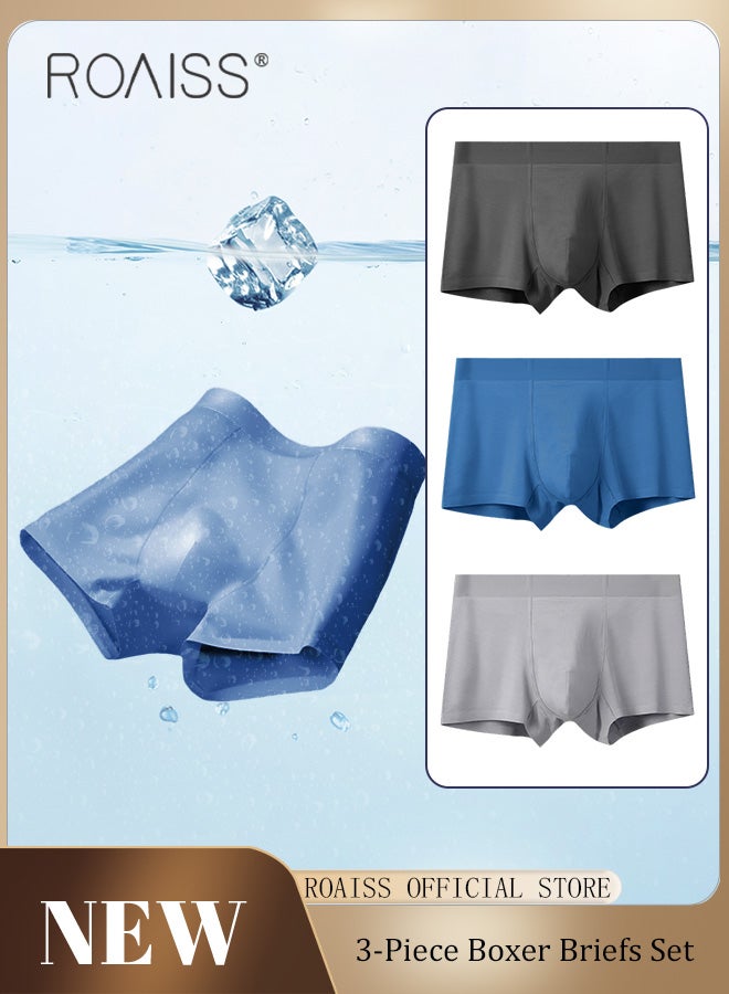 Men Boxers 3 Pack Set Trend Men Teenage Boys Underwear Short Briefs High Elastic Classic Underwear