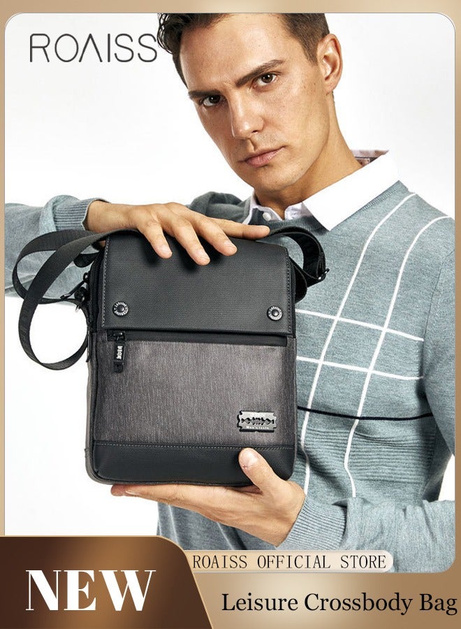 Fashionable And Versatile Casual Shoulder Bag Men'S Daily Commuting Work Waterproof Oxford Zipper Closure Business Crossbody Bag