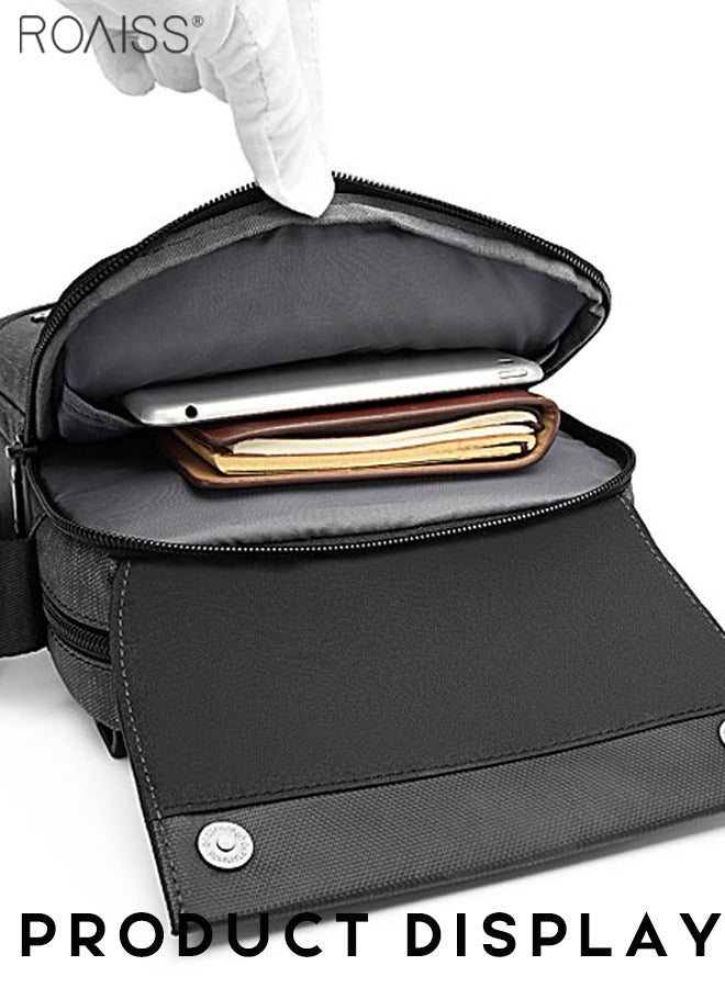 Fashionable And Versatile Casual Shoulder Bag Men'S Daily Commuting Work Waterproof Oxford Zipper Closure Business Crossbody Bag