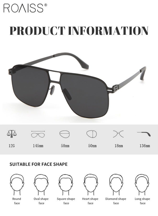 Men's Aviator Sunglasses, UV400 Protection Sun Glasses with Ultralight Metal Frame, Fashion Anti-Glare Sun Shades for Men Driving, Fishing, Traveling, Black