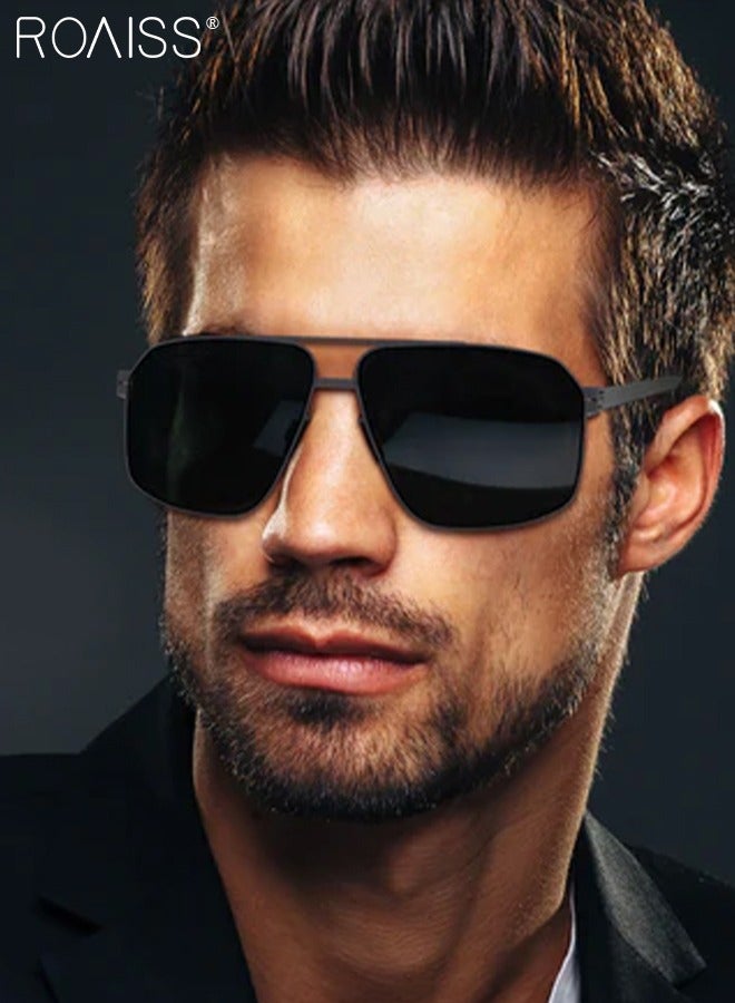 Men's Aviator Sunglasses, UV400 Protection Sun Glasses with Ultralight Metal Frame, Fashion Anti-Glare Sun Shades for Men Driving, Fishing, Traveling, Black