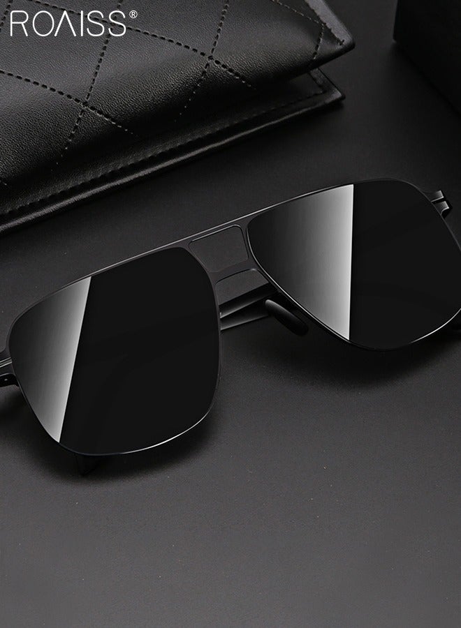 Men's Aviator Sunglasses, UV400 Protection Sun Glasses with Ultralight Metal Frame, Fashion Anti-Glare Sun Shades for Men Driving, Fishing, Traveling, Black