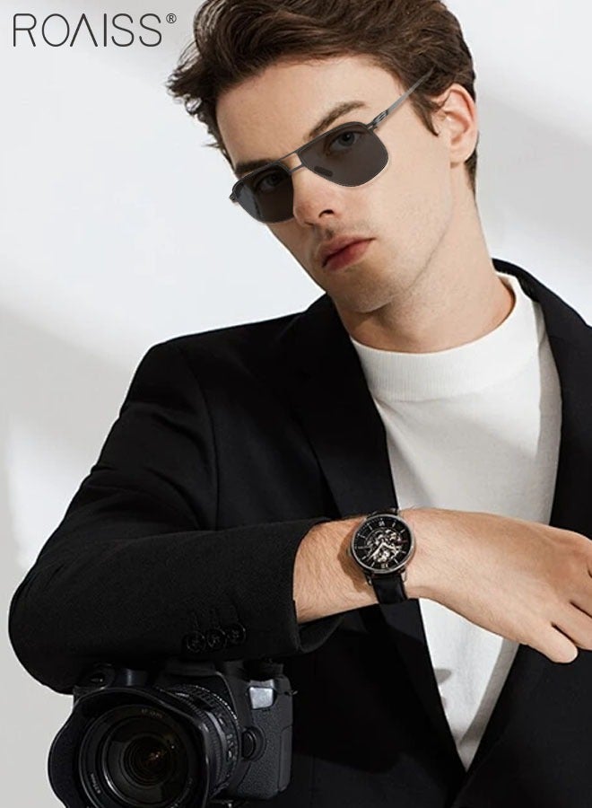 Men's Aviator Sunglasses, UV400 Protection Sun Glasses with Ultralight Metal Frame, Fashion Anti-Glare Sun Shades for Men Driving, Fishing, Traveling, Black