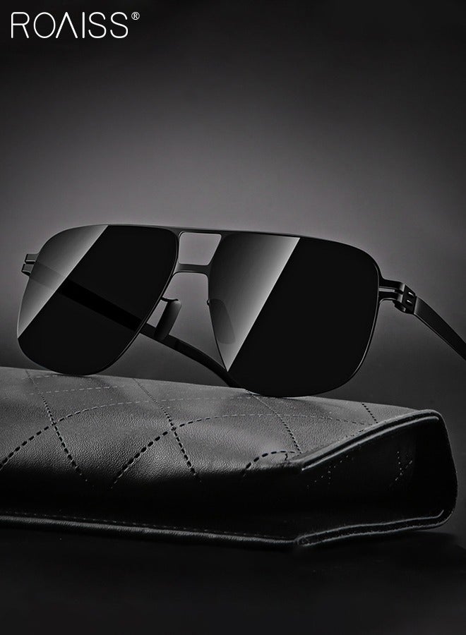 Men's Aviator Sunglasses, UV400 Protection Sun Glasses with Ultralight Metal Frame, Fashion Anti-Glare Sun Shades for Men Driving, Fishing, Traveling, Black