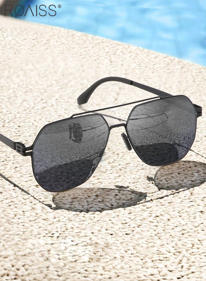 Men's Aviator Sunglasses, UV400 Protection Sun Glasses with Ultralight Metal Frame, Fashion Anti-Glare Sun Shades for Men Driving, Fishing, Traveling, Black