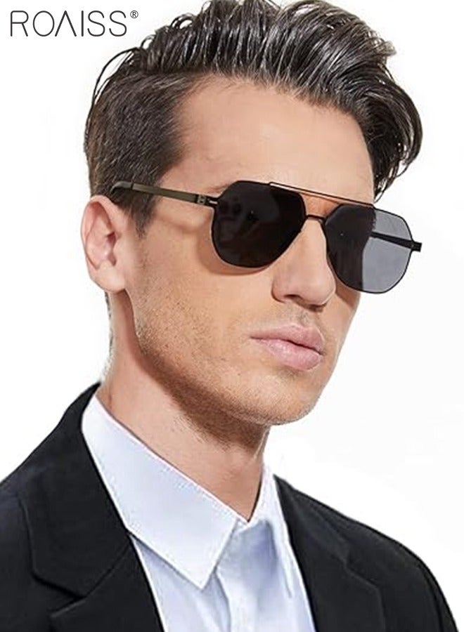 Men's Aviator Sunglasses, UV400 Protection Sun Glasses with Ultralight Metal Frame, Fashion Anti-Glare Sun Shades for Men Driving, Fishing, Traveling, Black