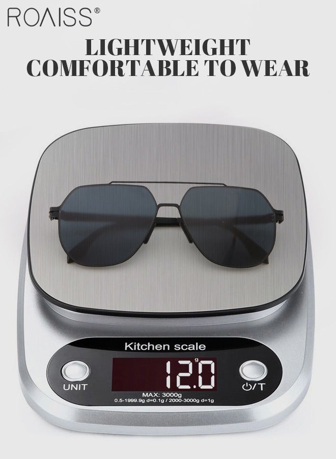 Men's Aviator Sunglasses, UV400 Protection Sun Glasses with Ultralight Metal Frame, Fashion Anti-Glare Sun Shades for Men Driving, Fishing, Traveling, Black