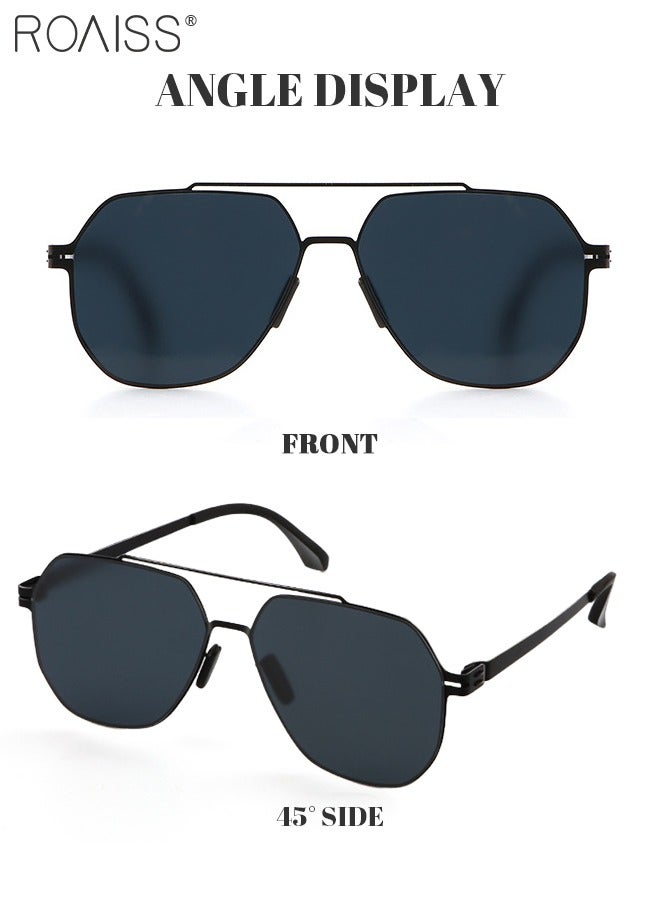 Men's Aviator Sunglasses, UV400 Protection Sun Glasses with Ultralight Metal Frame, Fashion Anti-Glare Sun Shades for Men Driving, Fishing, Traveling, Black
