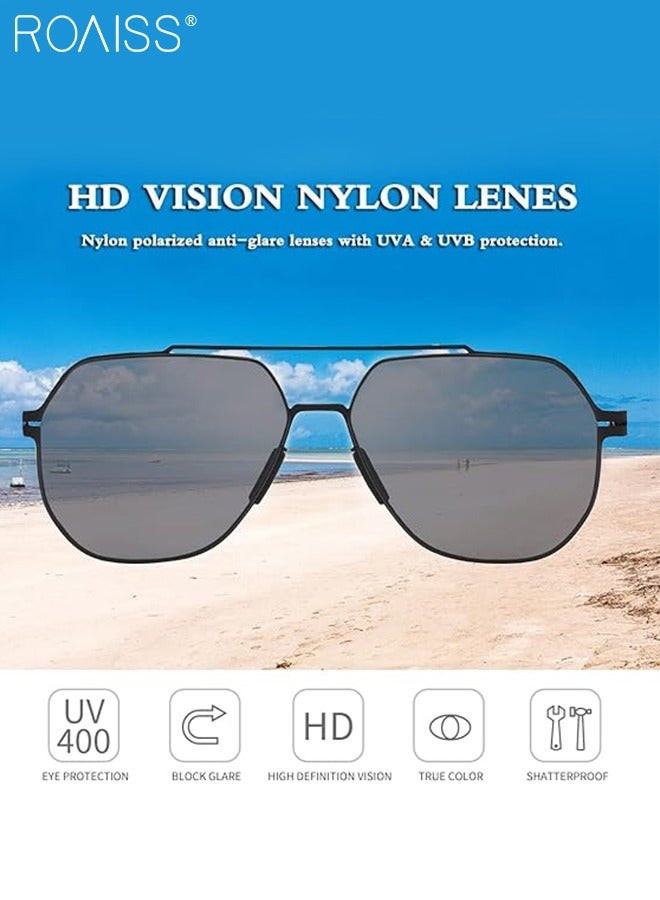 Men's Aviator Sunglasses, UV400 Protection Sun Glasses with Ultralight Metal Frame, Fashion Anti-Glare Sun Shades for Men Driving, Fishing, Traveling, Black