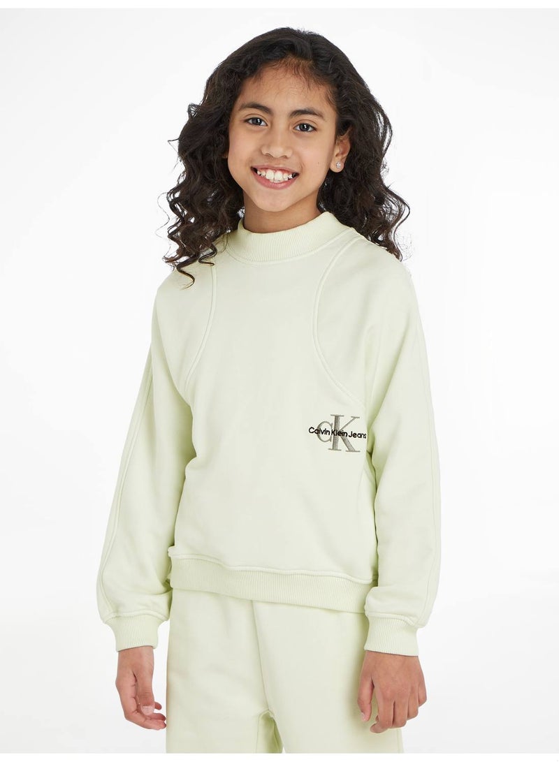 Calvin Klein Jeans Kids, Girls' Sweatshirt - Sportswear - Cotton , Green