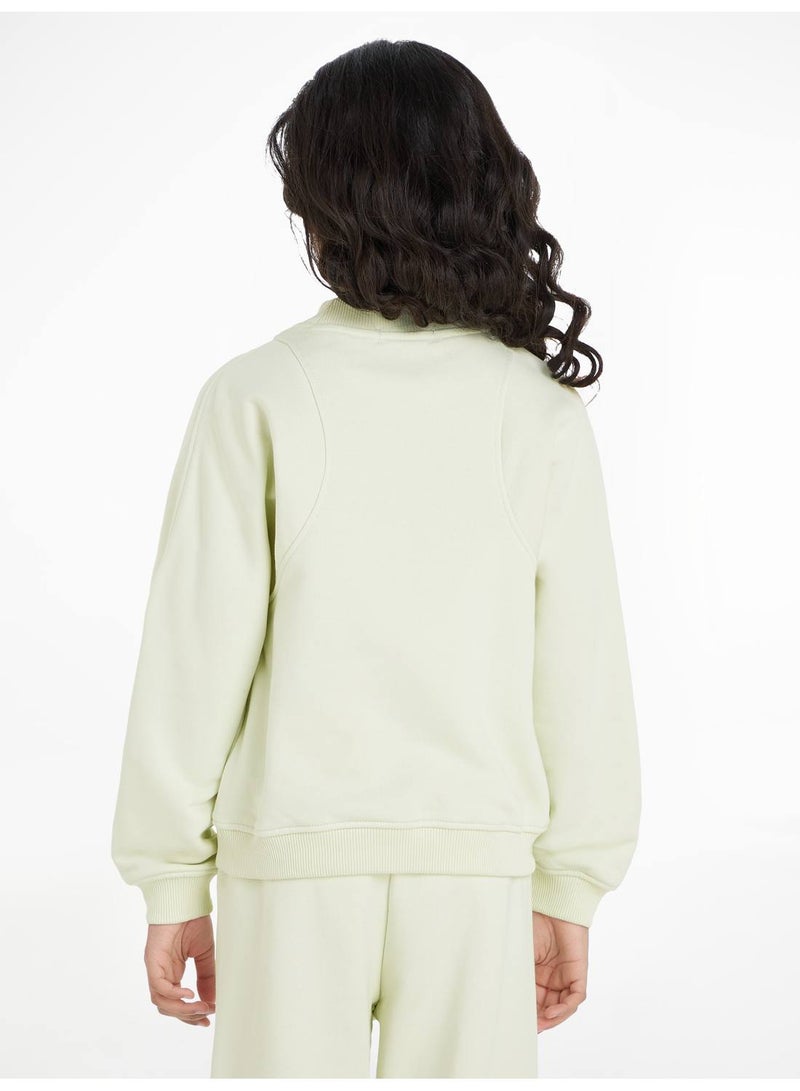 Calvin Klein Jeans Kids, Girls' Sweatshirt - Sportswear - Cotton , Green