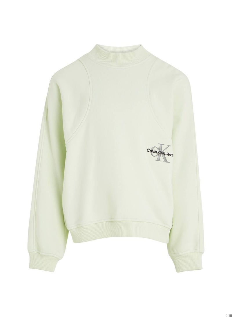 Calvin Klein Jeans Kids, Girls' Sweatshirt - Sportswear - Cotton , Green