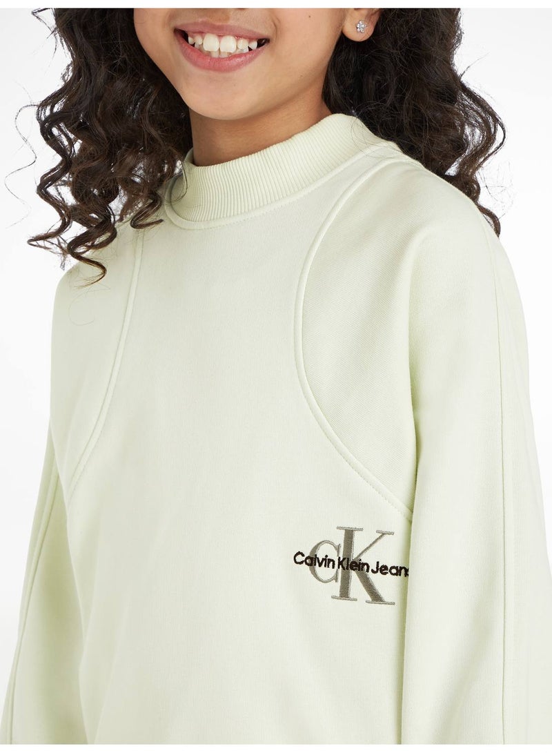 Calvin Klein Jeans Kids, Girls' Sweatshirt - Sportswear - Cotton , Green