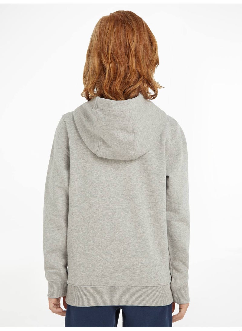 Kids' Essential Logo Organic Cotton Hoody Sweatshirt, Grey