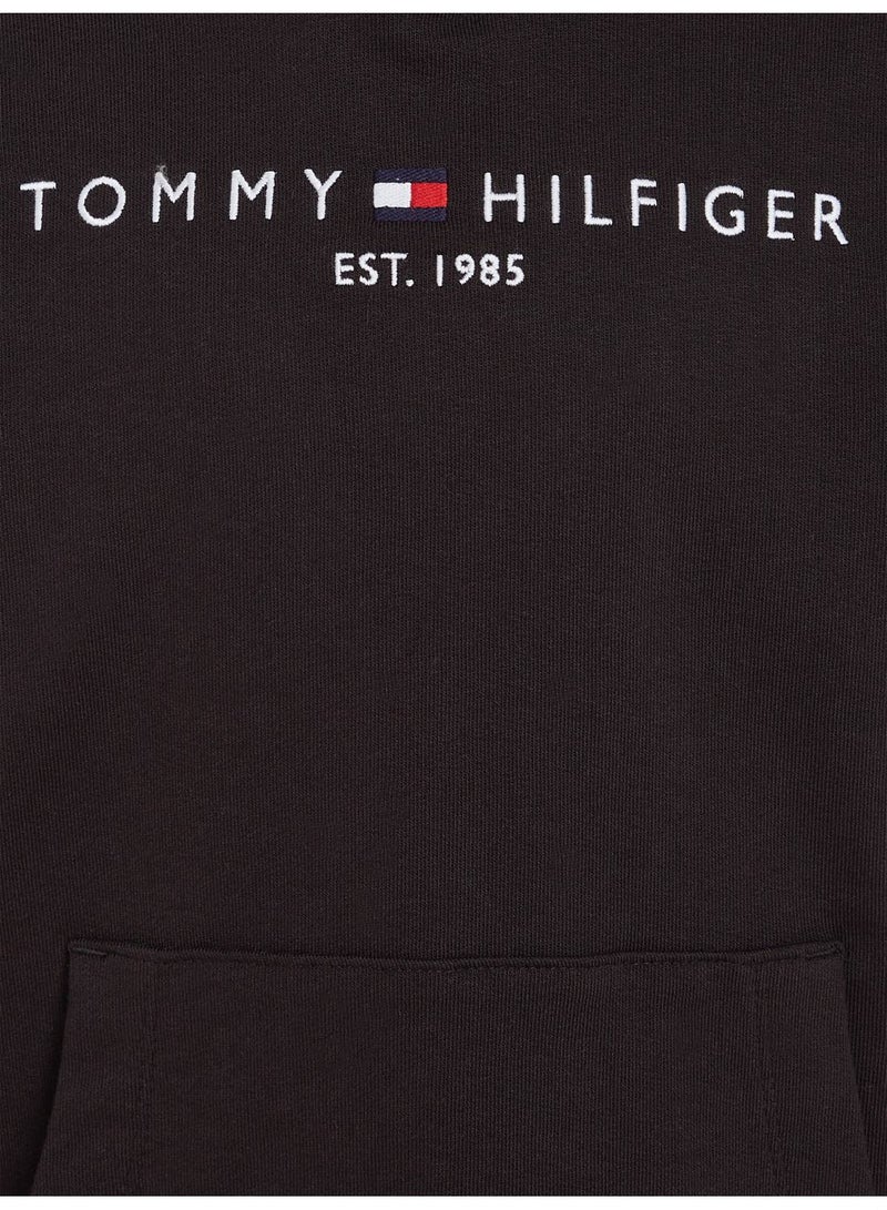 Kids' Essential Logo Organic Cotton Hoody Sweatshirt, Black