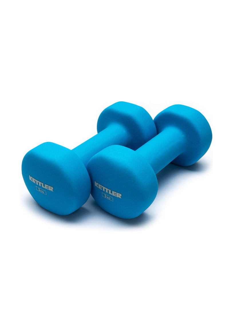 Neoprene Dumbbells of 6Kg (13.2LB) Includes 2 Dumbbells of 3Kg (6.6LB)  | Material : Iron with Neoprene coat | Exercise and Fitness Weights for Women and Men at Home | Gym