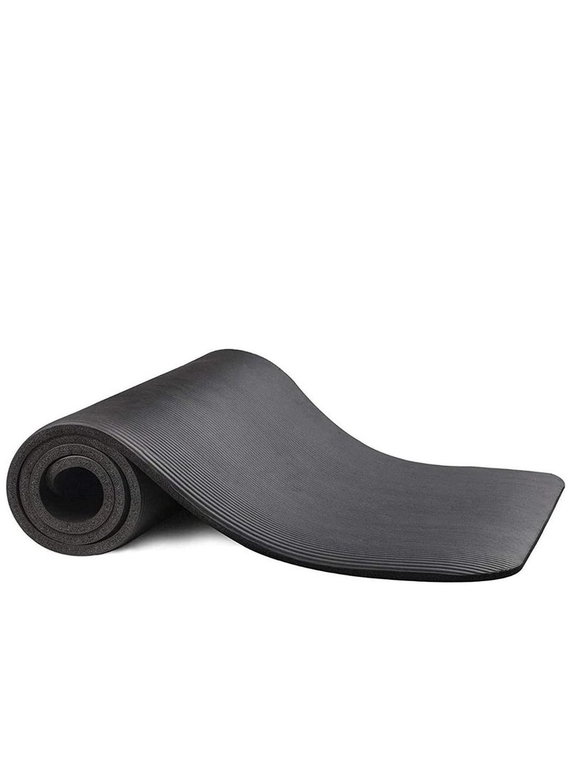 Non Slip yoga mat 10mm thick for exercise, Indoor Sports And Pilates Training -200 x 61cm Black