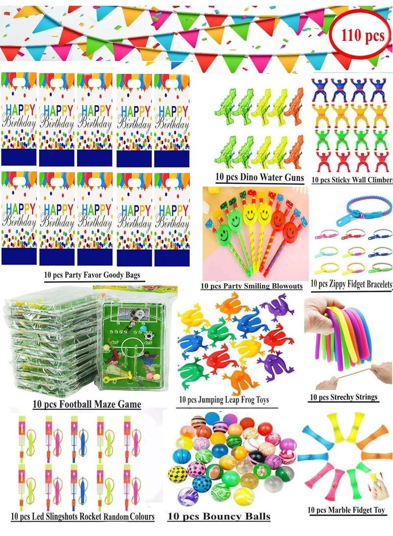 110 PCS Party Favors for Kids Blue Goody Bags with Bulk Toys for Classroom Rewards Carnival Prizes Birthday Party Pinata Stuffers Goodie Bag Filler Treasure Box Return gifts for Boys and Girls