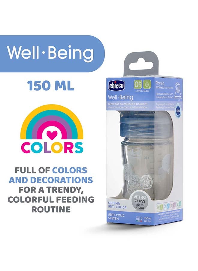 Well-Being Glass Bottle 150Ml Slow Flow 0M+ Silicone Neutral