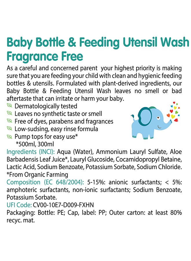Baby Bottle and Feeding Utensils Cleanser | 750 ML Ideal for Cleaning Baby Bottles Teats & Accessories | Fragrance-Free | 100% Organic