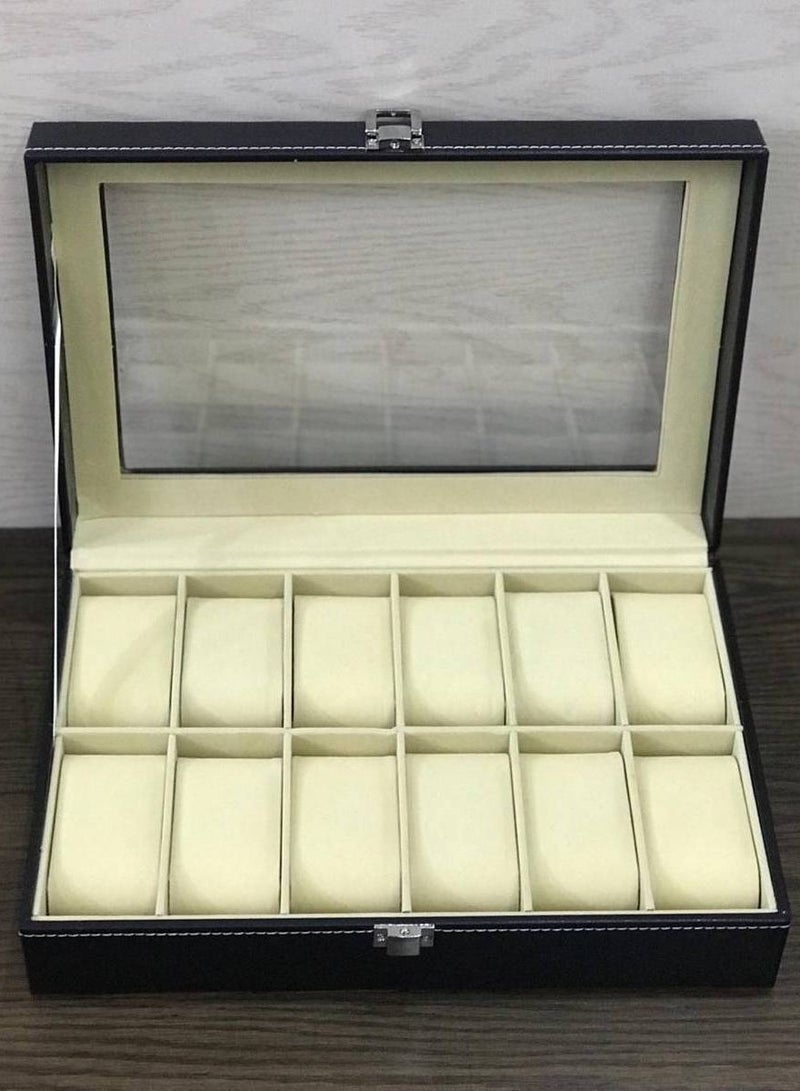 12 Slots Leather Watch Box Waterproof/Watches Display & Organiser Gift Set