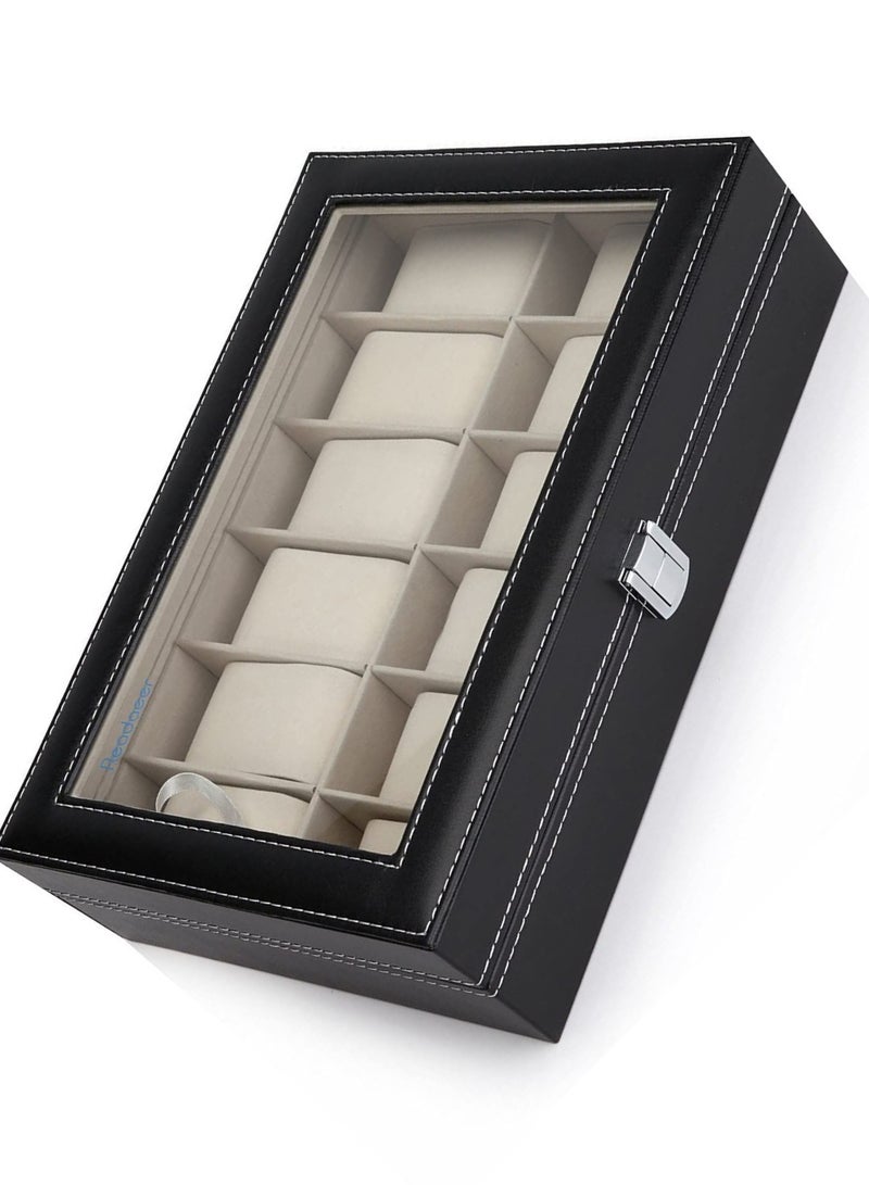 12 Slots Leather Watch Box Waterproof/Watches Display & Organiser Gift Set