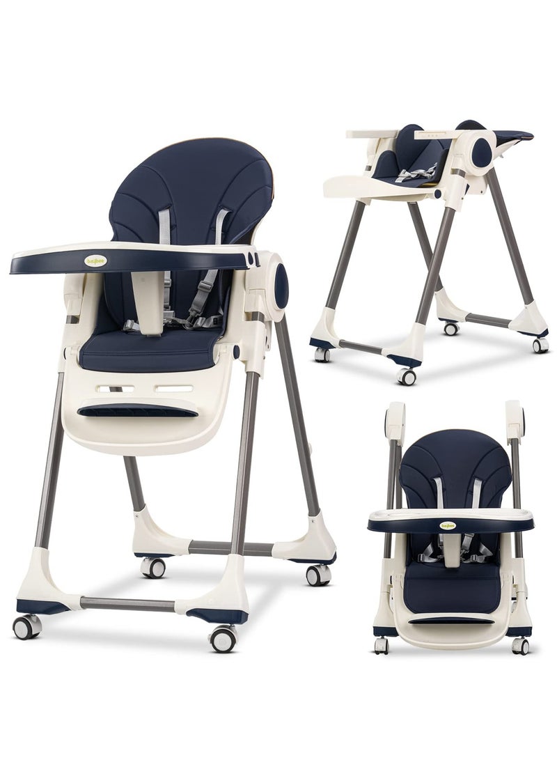 3 In 1 Emperia Plus Baby High Chair For Kids Feeding Chair With Adjustable Height Recline Safety Belt Baby Booster Seat For Baby Kids With Tray Kids High Chair For Baby 6 Months To 4 Years Blue