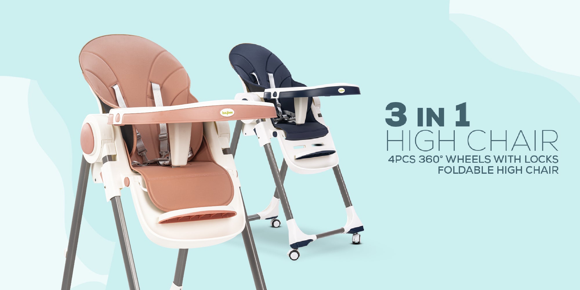 3 In 1 Emperia Plus Baby High Chair For Kids Feeding Chair With Adjustable Height Recline Safety Belt Baby Booster Seat For Baby Kids With Tray Kids High Chair For Baby 6 Months To 4 Years Blue