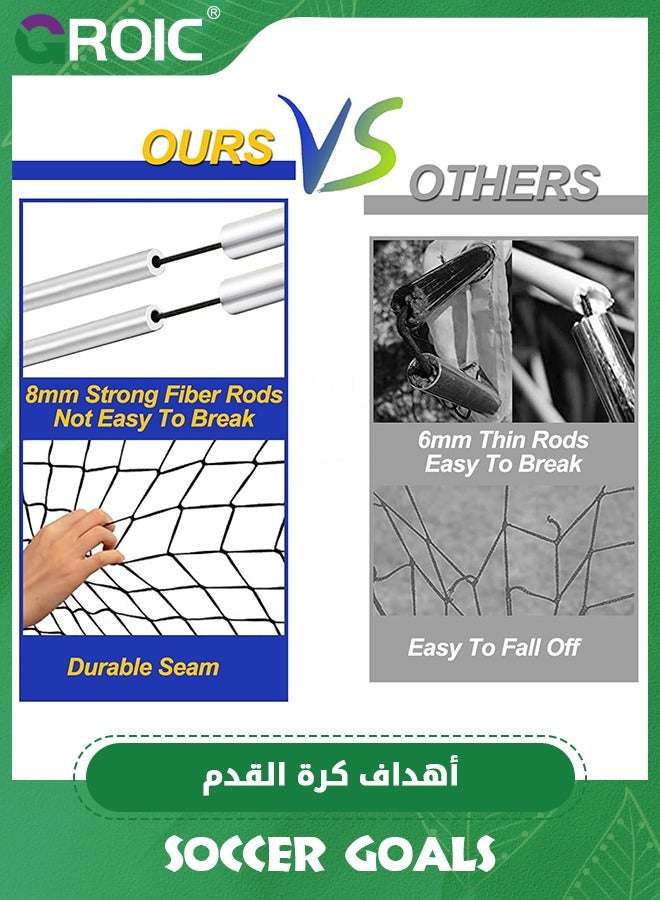 Portable Soccer Goal Foldable Pop Up Training Soccer Goals Net Set with Carry Bag for Outdoor & Backyard Kids Practice Football Goals Ideal Games Soccer Goals Net for Toddler Youth Adults