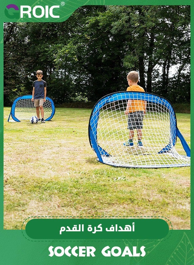 Portable Soccer Goal Foldable Pop Up Training Soccer Goals Net Set with Carry Bag for Outdoor & Backyard Kids Practice Football Goals Ideal Games Soccer Goals Net for Toddler Youth Adults