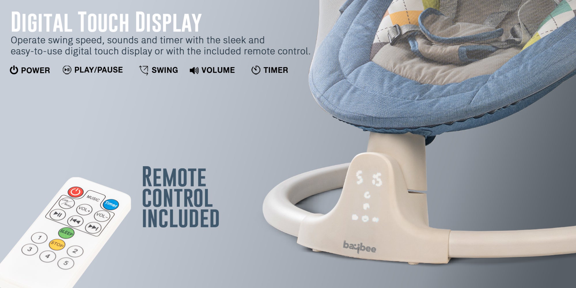Baybee Lullabies Automatic Electric Baby Swing Cradle for Baby with Adjustable Swing Speed, Recline, Bluetooth & Music | Baby Rocker with Mosquito Net, Safety Belt & Toys | Swing for Baby (Blue)