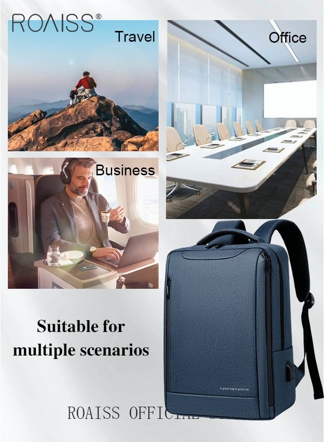 Oxford Backpack Men's 15.6-inch Large Capacity Outdoor Travel Laptop Backpack Leisure Business Commuting Bag Waterproof Laptop Computer Bag for Daily Use Student Travel with USB Charge Port