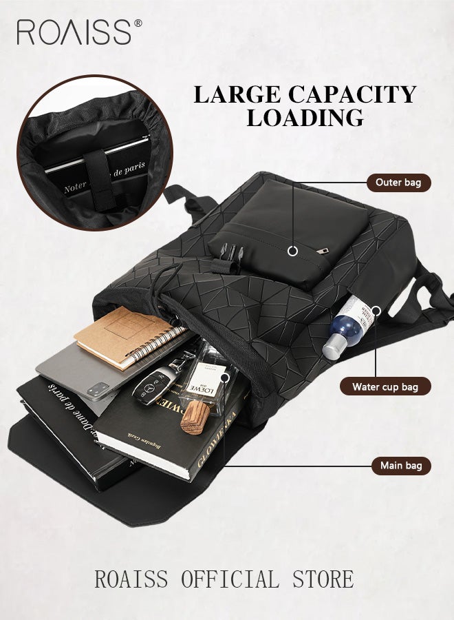 Large Capacity Casual Backpack for Men for Teens Geometric Rhombus Texture Student Commuter School Bags Laptap Bag Fits 15.6 Inch Size