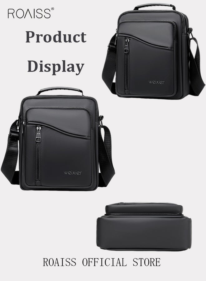 Men Casual PU Leather Crossbody Bag Vertical Type Square Type Shoulder Bag Men Zipper Buckle PU Leather Messenger Bag Crossbody Shoulder Bag Vintage Handle Bags