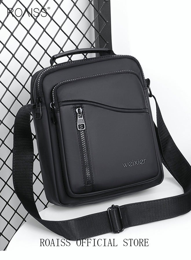 Men Casual PU Leather Crossbody Bag Vertical Type Square Type Shoulder Bag Men Zipper Buckle PU Leather Messenger Bag Crossbody Shoulder Bag Vintage Handle Bags