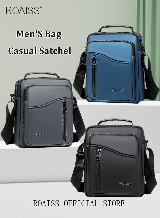 Men Casual PU Leather Crossbody Bag Vertical Type Square Type Shoulder Bag Men Zipper Buckle PU Leather Messenger Bag Crossbody Shoulder Bag Vintage Handle Bags