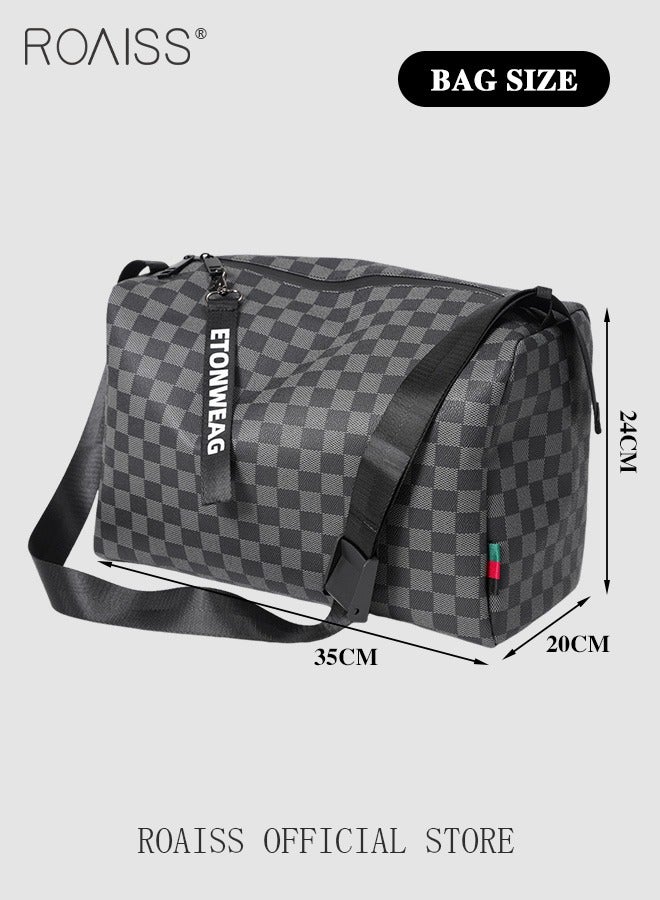 Leather Crossbody Shoulder Bag for Men and Women Large Capacity Anti Theft Casual Fitness Satchel with Zipper with Separate Shoe Compartment