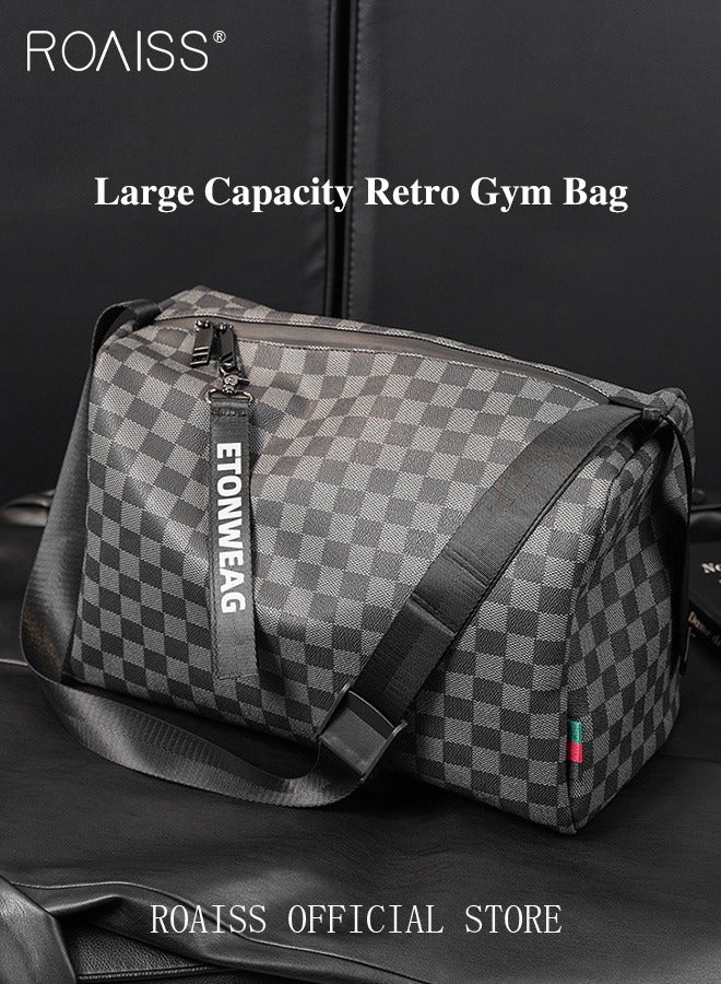 Leather Crossbody Shoulder Bag for Men and Women Large Capacity Anti Theft Casual Fitness Satchel with Zipper with Separate Shoe Compartment