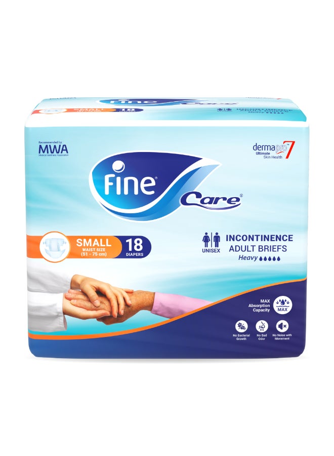 Fine Care Incontinence Adult Diapers breifs, Small Size ,Waist 51-75 cm, Count 18