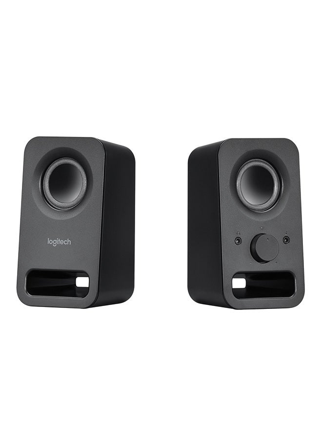 Z150 Compact Multimedia Stereo Speakers, 3.5mm Audio Input, Integrated Controls, Headphone Jack, Computer/Smartphone/Tablet/Music Player Midnight Black