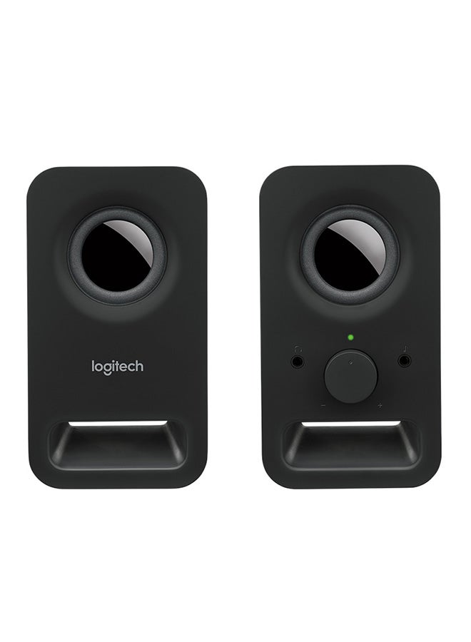 Z150 Compact Multimedia Stereo Speakers, 3.5mm Audio Input, Integrated Controls, Headphone Jack, Computer/Smartphone/Tablet/Music Player Midnight Black