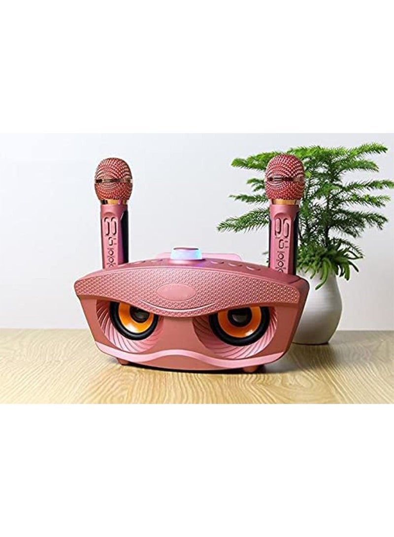 SD306 Dual Wireless Microphone Bluetooth Stereo Speaker Set USB TF CARD AUX Pink