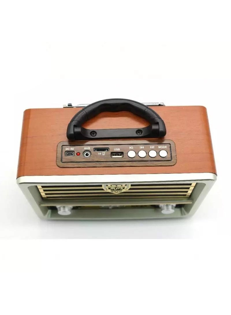 M-113 Portable Vintage Shortwave Radio with Bluetooth Speaker Rechargeable Battery