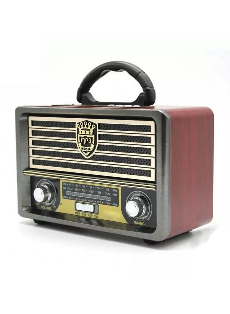 M-113 Portable Vintage Shortwave Radio with Bluetooth Speaker Rechargeable Battery