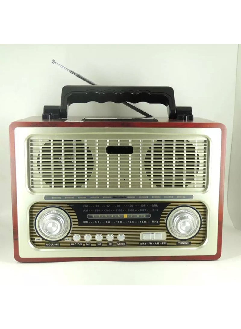 MD-1800 Portable Vintage Shortwave Radio with Bluetooth Speaker Rechargeable Battery