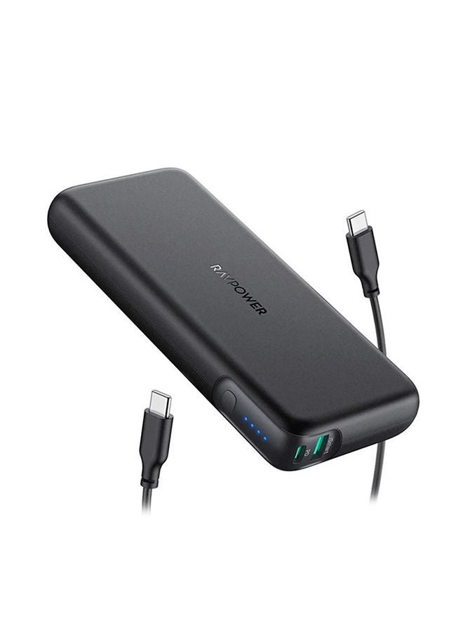 20000.0 mAh PD Pioneer Dual Port Portable Power Bank With Charging Cable black