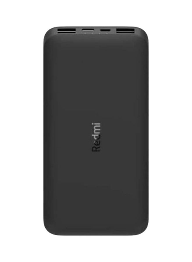 10000.0 mAh Redmi Power Bank Fast Charge 2.4A Dual Port with Micro-USB and USB-C Input Black