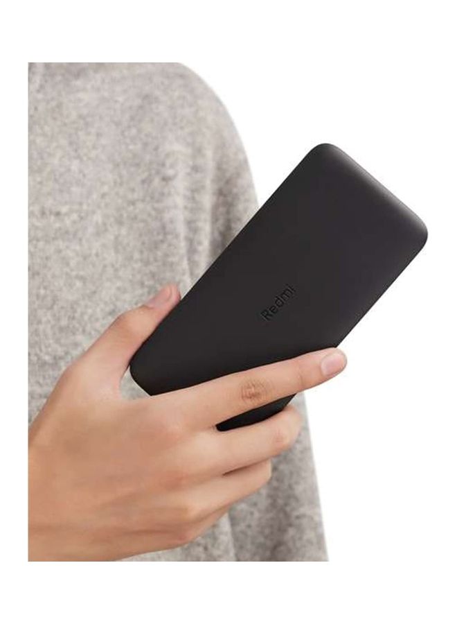 10000.0 mAh Redmi Power Bank Fast Charge 2.4A Dual Port with Micro-USB and USB-C Input Black