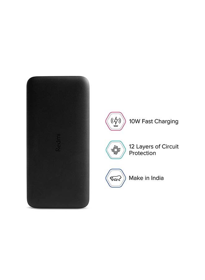 Redmi 10000 mAh Fast Charging Slim Power Bank (10W Charging, Dual Ports) Black