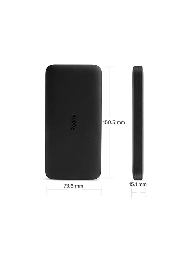 Redmi 10000 mAh Fast Charging Slim Power Bank (10W Charging, Dual Ports) Black